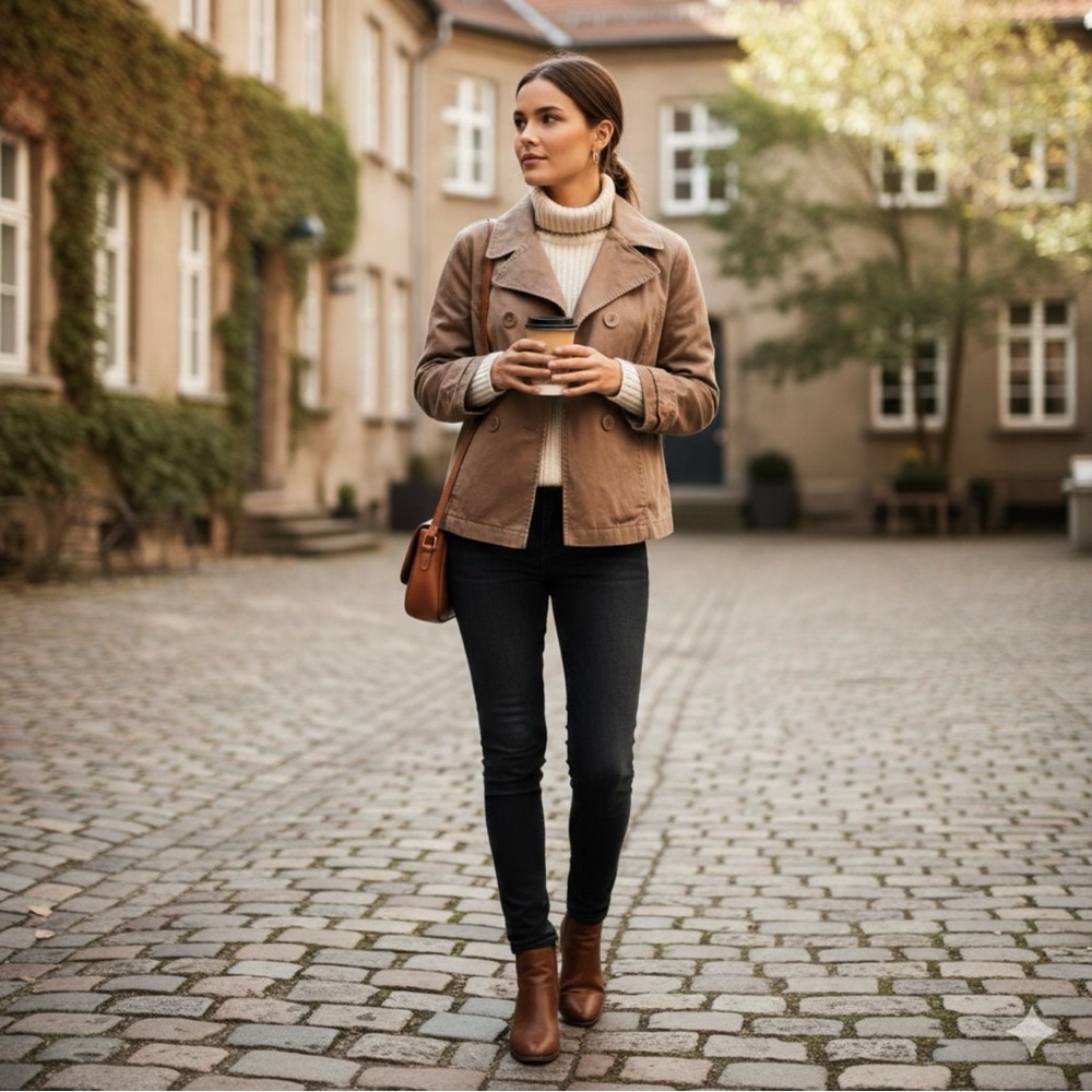 Sonoma Classic Double-Breasted Pea Coat | Size: L | Tan/Camel